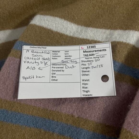 A Beautiful Soul plus size 18 20 taupe sweater turtleneck stripe mauve soft - Picture 13 of 14